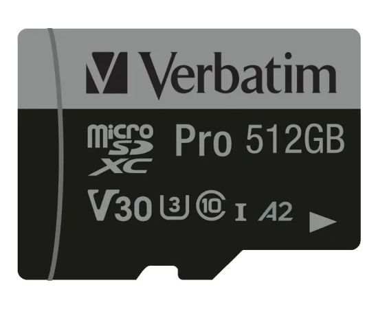 Verbatim MicroSD, 512GB, micro SDXC, 47046, UHS 3 (U3) v30