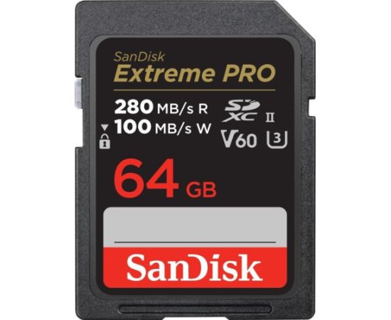 SanDisk SDXC 64GB Extreme Pro 280/100 MB/s V60 UHS-II