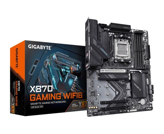 GIGABYTE X870 GAMING WIFI6 Motherboard - Supports AMD Ryzen 9000 CPUs, 8+2+2 phases VRM, up to 8000MHz DDR5 (OC), 1xPCIe 5.0 + 2xPCIe 4.0, Wi-Fi 6, 2.5GbE LAN, USB 4