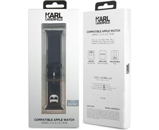 Karl Lagerfeld Choupette Head siksniņa pulkstenim Apple Watch 38mm | 40mm | 41mm melna