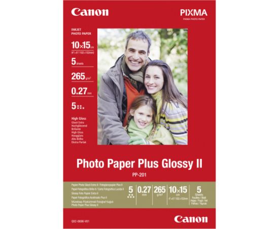 Canon fotopapīrs PP-201 10x15 Glossy II 275g 5 lapas