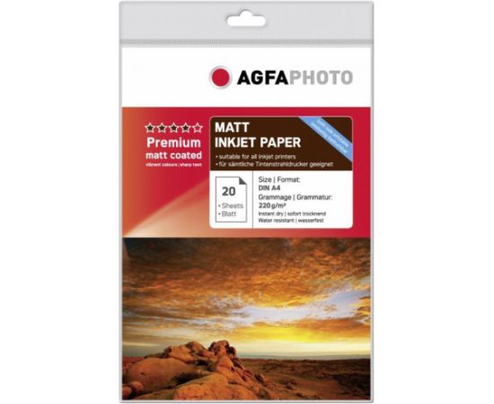 AgfaPhoto fotopapīrs A4 Premium Double Matt 220g 20 lapas