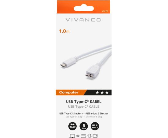 Vivanco kabelis USB-C - microUSB 3.0 1m (45275)