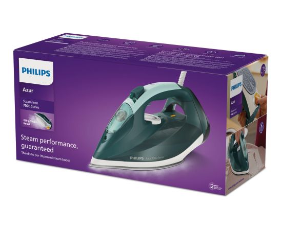 Philips 7000 series DST7031/70 iron Steam iron SteamGlide Plus soleplate 2800 W Green, Mint colour