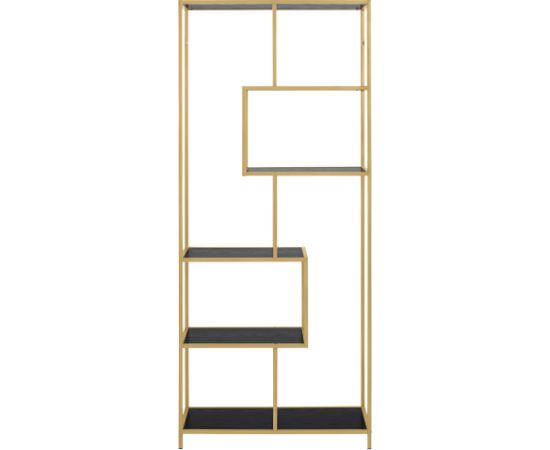 Shelf SEAFORD 77x35xH185cm, black/golden