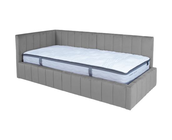 Bed JASPER 90x200cm with mattress HARMONY DUO, grey