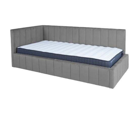 Bed JASPER 90x200cm with mattress HARMONY UNO, grey