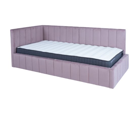 Bed JASPER 90x200cm with mattress HARMONY UNO, mauve rose