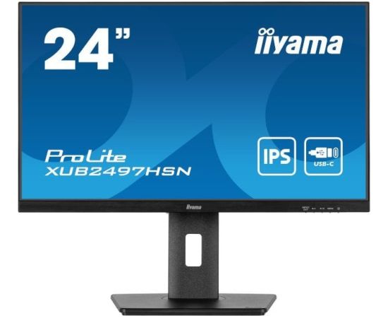 Monitor iiyama Monitor 24 cale XUB2497HSN-B2 IPS, USB-C Dock, HDMI, DP, 300cd, Pivot, HAS