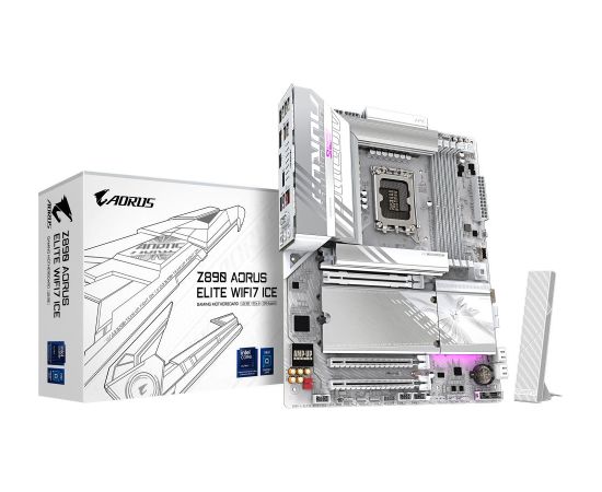 Mainboard GIGABYTE Intel Z890 LGA1851 ATX Memory DDR5 Memory slots 4 2xPCI-Express 4.0 4x	 1xPCI-Express 5.0 16x 4xM.2 1xDisplayPort 4xUSB 2.0 5xUSB 3.2 1xUSB-C w/Thunderbolt 1xOptical S/PDIF 1xRJ45 2xAudio port Z890AELITEWF7ICE