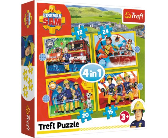 TREFL FIREMAN SAM Pužļu komplekts 4in1 ugunsdzēsējs Sems