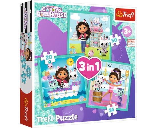 TREFL GABBY´S DOLLHOUSE Pužļu komplekts 3in1