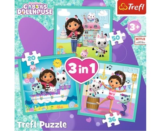 TREFL GABBY´S DOLLHOUSE Pužļu komplekts 3in1