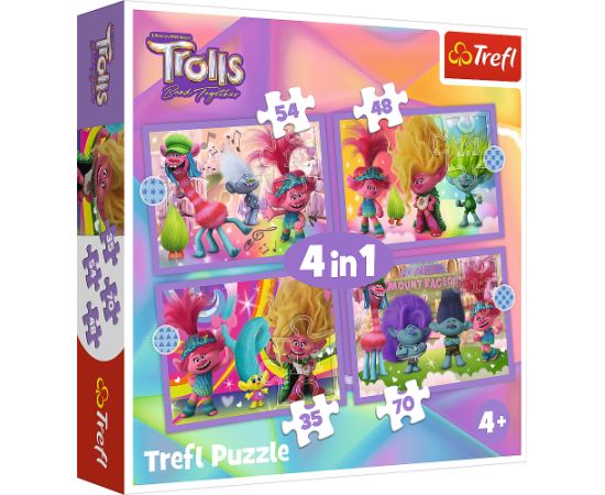 TREFL TROLLS Pužļu komplekts 4in1 Troļļi 3