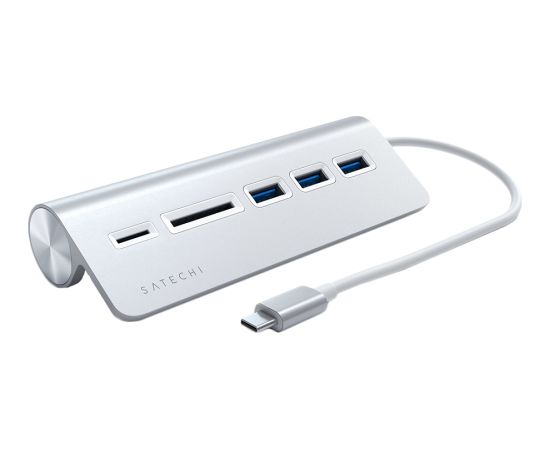 SATECHI Type-C Aluminum USB 3.0 Hub & Card Reader Silver