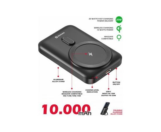 Swissten Ārējās uzlādes Baterija PD 20W (Saderīgs ar MagSafe) 10000mAh