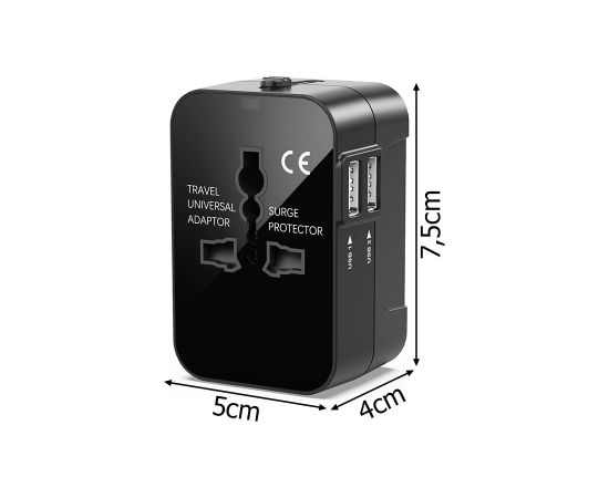 Fusion lādētāja adapteris UK | US | US | AU | CH | EU | USB 2.1A | (220V) melns