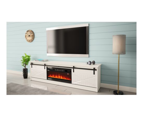 Cama Meble RTV GRANERO + fireplace cabinet 200x56.7x35 white/gloss white