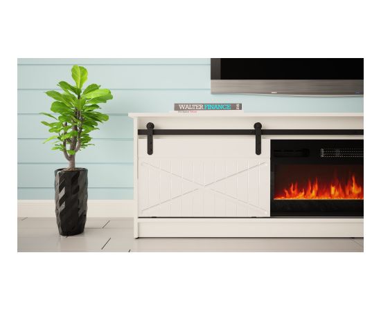 Cama Meble RTV GRANERO + fireplace cabinet 200x56.7x35 white/gloss white