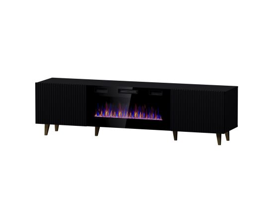 Cama Meble RTV cabinet PAFOS EF with electric fireplace 180x42x49 black matt