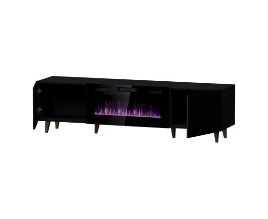 Cama Meble RTV cabinet PAFOS EF with electric fireplace 180x42x49 black matt