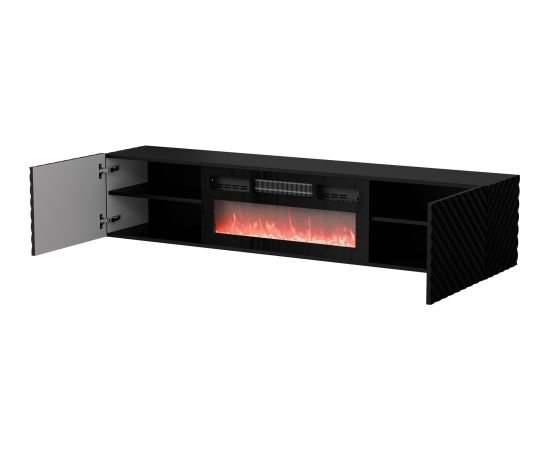 Cama Meble Cama RTV cabinet LARA 183x35x37 black matt + black fireplace