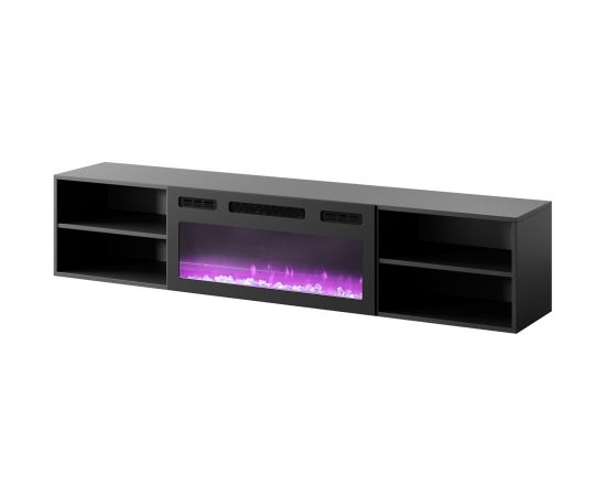 Cama Meble RTV cabinet POLO 180x33x39 black + fireplace black