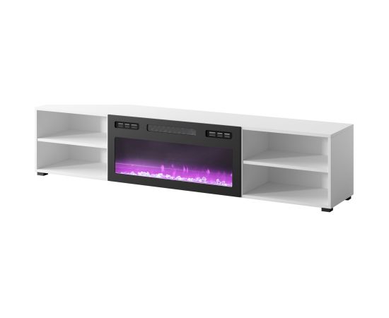 Cama Meble RTV cabinet POLO 180x33x39 white + fireplace black