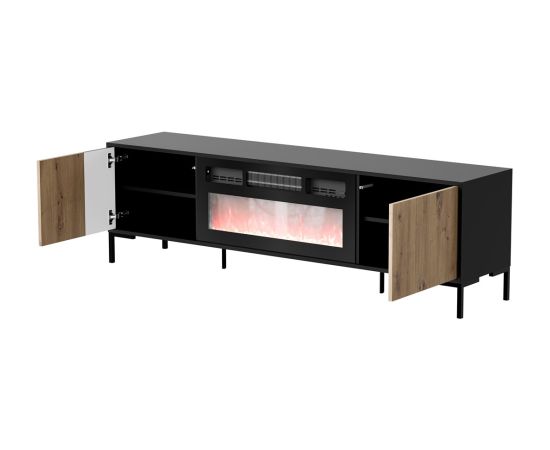 Cama Meble Cama RTV Cabinet MERCI 180 x 40 x 53.5 cm black/oak artisan + fireplace