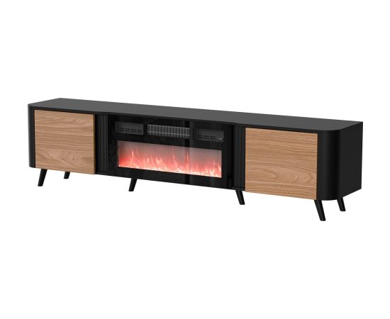 Cama Meble Cama Volare RTV cabinet 200 x 39 x 49 cm black/walnut + fireplace