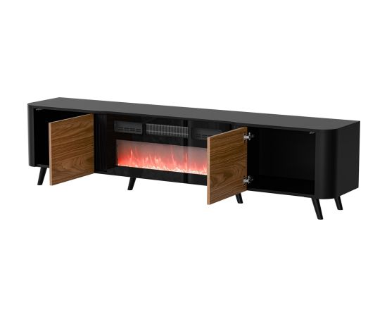 Cama Meble Cama Volare RTV cabinet 200 x 39 x 49 cm black/walnut + fireplace