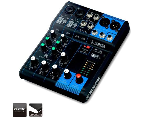 Yamaha MG06 audio mixer 6 channels Black