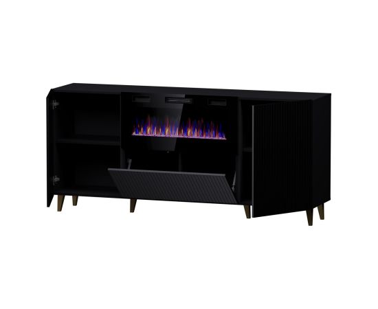 Cama Meble PAFOS chest of drawers with electric fireplace 180x42x82 cm matte black