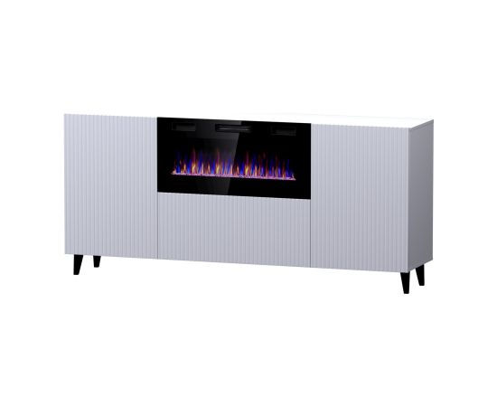 Cama Meble PAFOS chest of drawers with electric fireplace 180x42x82 cm white matt