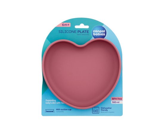 Canpol Silicone / Suction Plate Heart 300ml Pink