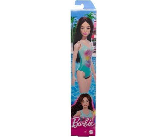 Mattel Barbie: Beach - Black Hair Doll Wearing Tropical Blue Swimsuit (HXX51)