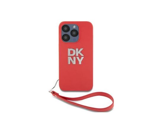 DKNY Apple  DKNY PU Leather Stack Logo Wrist Strap Case for iPhone 15 Pro Red