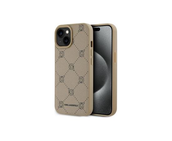 Karl Lagerfeld Apple  Karl Lagerfeld PU Karl Heads Pattern MagSafe Case for iPhone 15 Beige