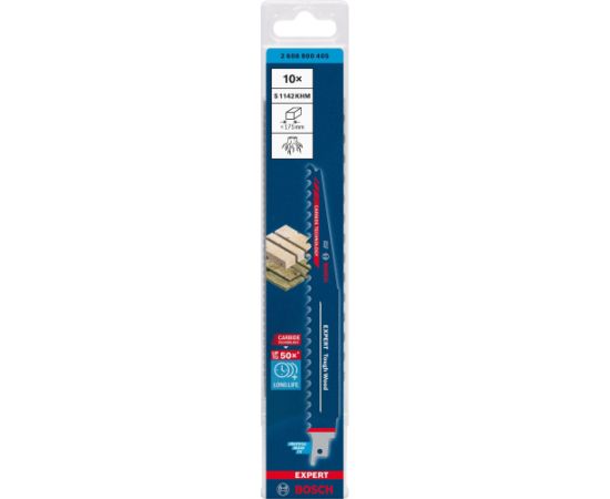 Bosch Expert reciprocating saw blade 'Tough Wood' S 1142 KHM, 10 pieces (length 225mm)