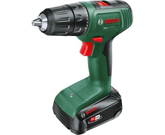 Bosch cordless drill/driver EasyDrill 18V-40 + SystemBox (green/black, Li-ion battery 1.5Ah, case, POWER FOR ALL ALLIANCE)