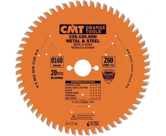 Griešanas disks metālam CMT 226; 160x2,0x20; Z60; 0°