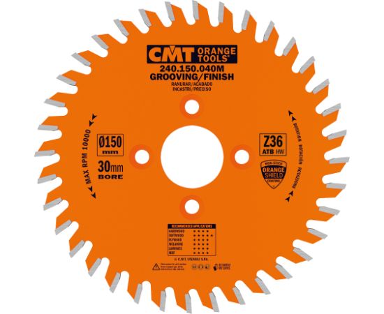 Rievu griešanas diski CNC iekārtām CMT 240.150.040M; 150X43X30; Z36