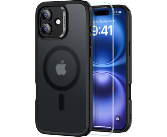 ESR Hybrid Case (HaloLock) for iPhone 16 with screen protection kit (black)