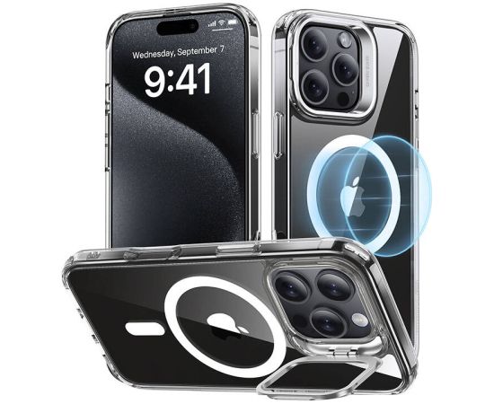 ESR Classic Hybrid (HaloLock) case with stand for iPhone 16 Pro (transparent)