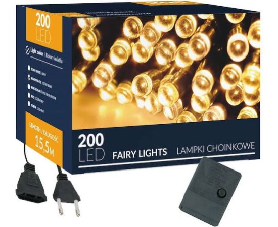 Ziemassvētku eglīšu lampiņas Springos CL0204 200 Led 15,5 m silti balts