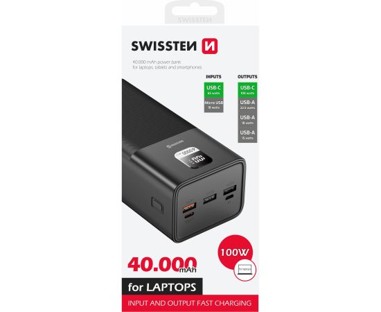 Swissten Power Line Power Bank Ārējas Uzlādes Baterija 40 000 mAh 100W