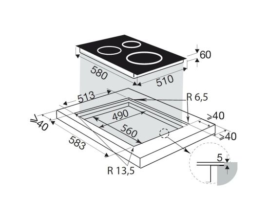 Built-in induction hob Brandt BPI364DPW