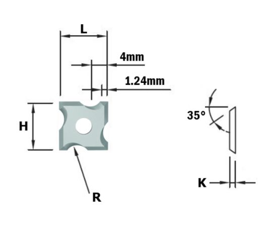 Ēveles asmeņi CMT 790.020.00; 19,5x9x,1,5 mm; R2; HWM; 1 vnt. gab.