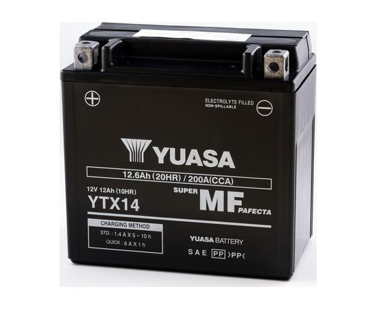 12.6Ah 200A Yuasa AGM(WC) Moto akumulators 150x87x145mm 12V