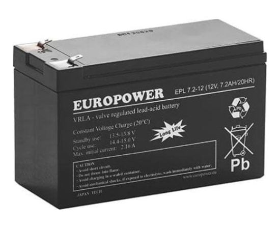 Europower Akumulator AGM EUROPOWER serii EPL 12V 7,2Ah T1 (Żywotność 15 lat)